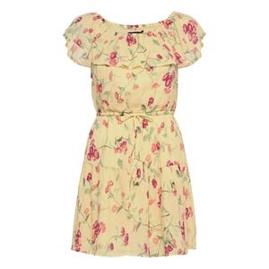 LAUREN RALPH LAUREN Floral‎ Crinkled Cotton Dress Yellow Size 16